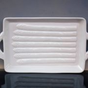 Italian White Majolica Rectangular Dish or Plate circa Asparagus Majolica