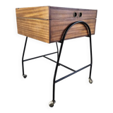60s Mid-Century Modern Locking Rolling Cabinet / Side Table