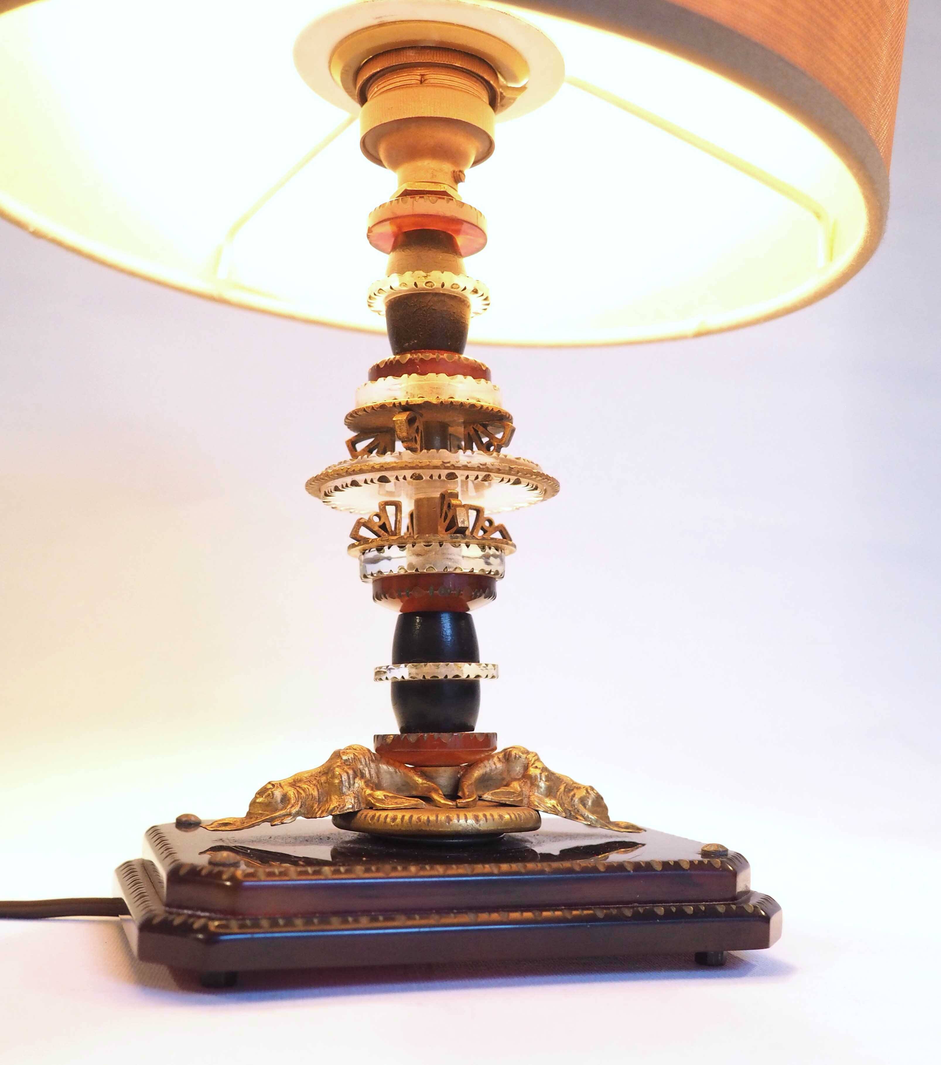 Glass and brass foot lamp