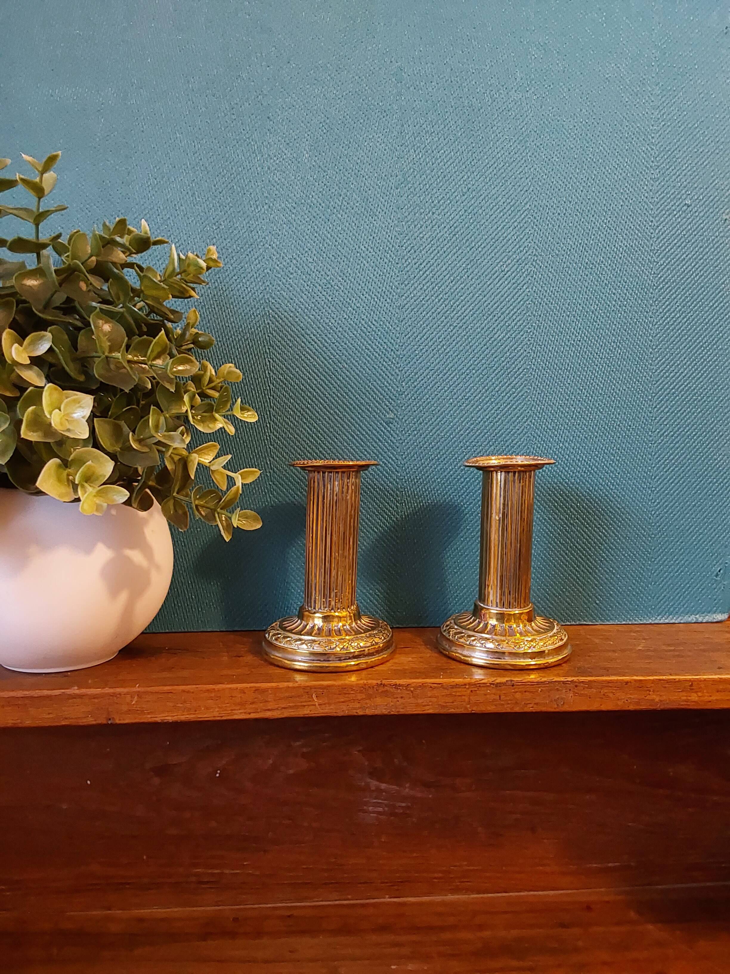 Louis XVI style brass candle holders