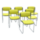 Set of 6 designer chairs with wooden seats and backs, chrome legs.