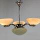 Art deco nickel and glass chandelier, 1930s