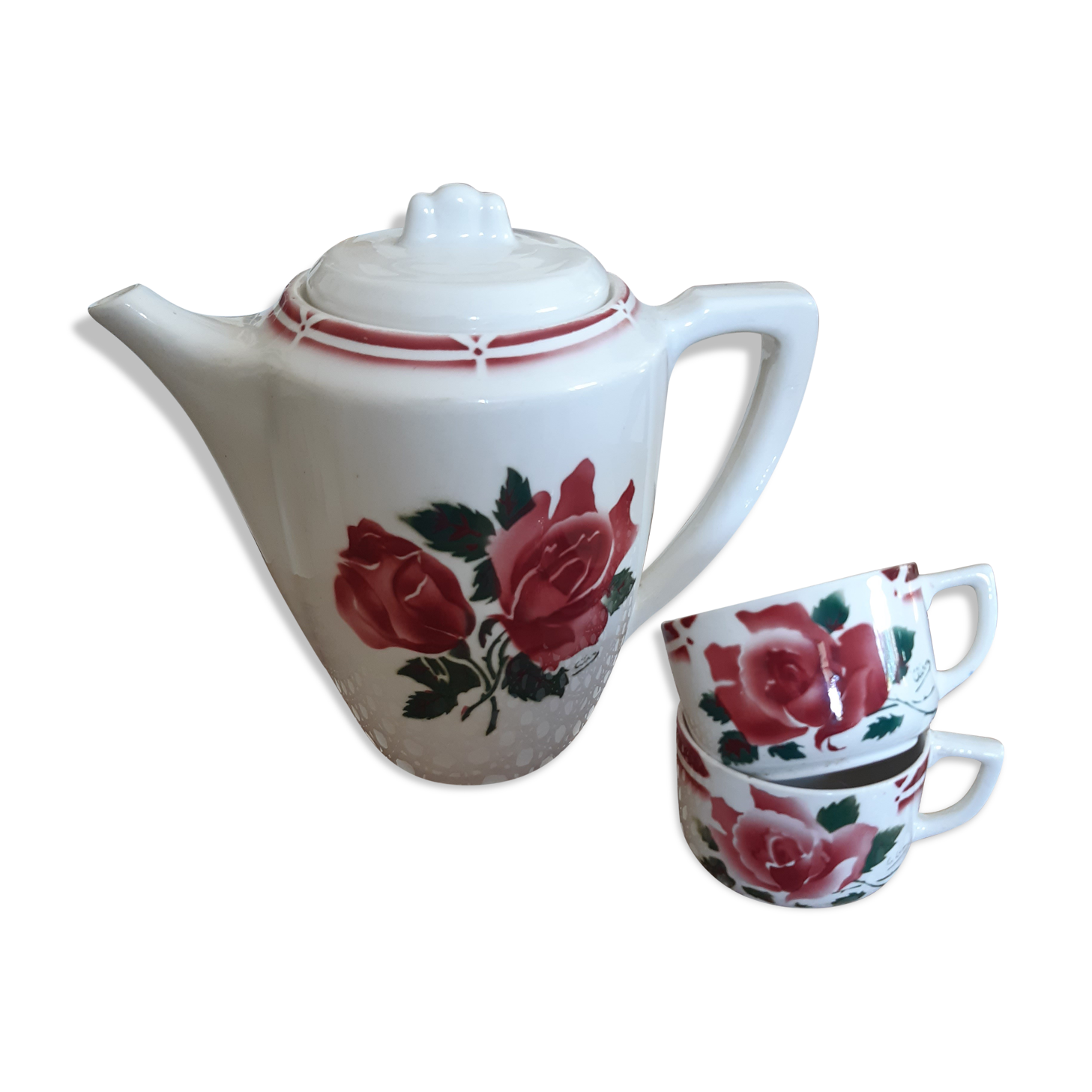 Coffee maker and cups Digoin Sarreguemines