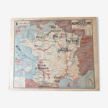 School map No.8/8bis France agriculture / France industry Vidal-Lablache - Armand Colin