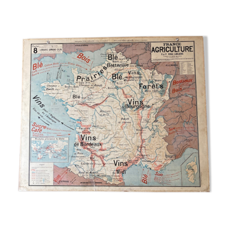 School map No.8/8bis France agriculture / France industry Vidal-Lablache - Armand Colin