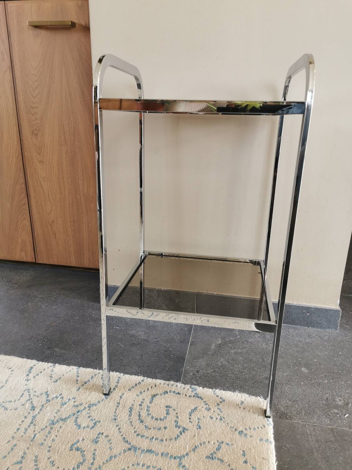 Small vintage chrome metal shelf