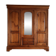 Magnificent wardrobe in solid cherry and oak with 3 doors, beveled glass, two visible drawers