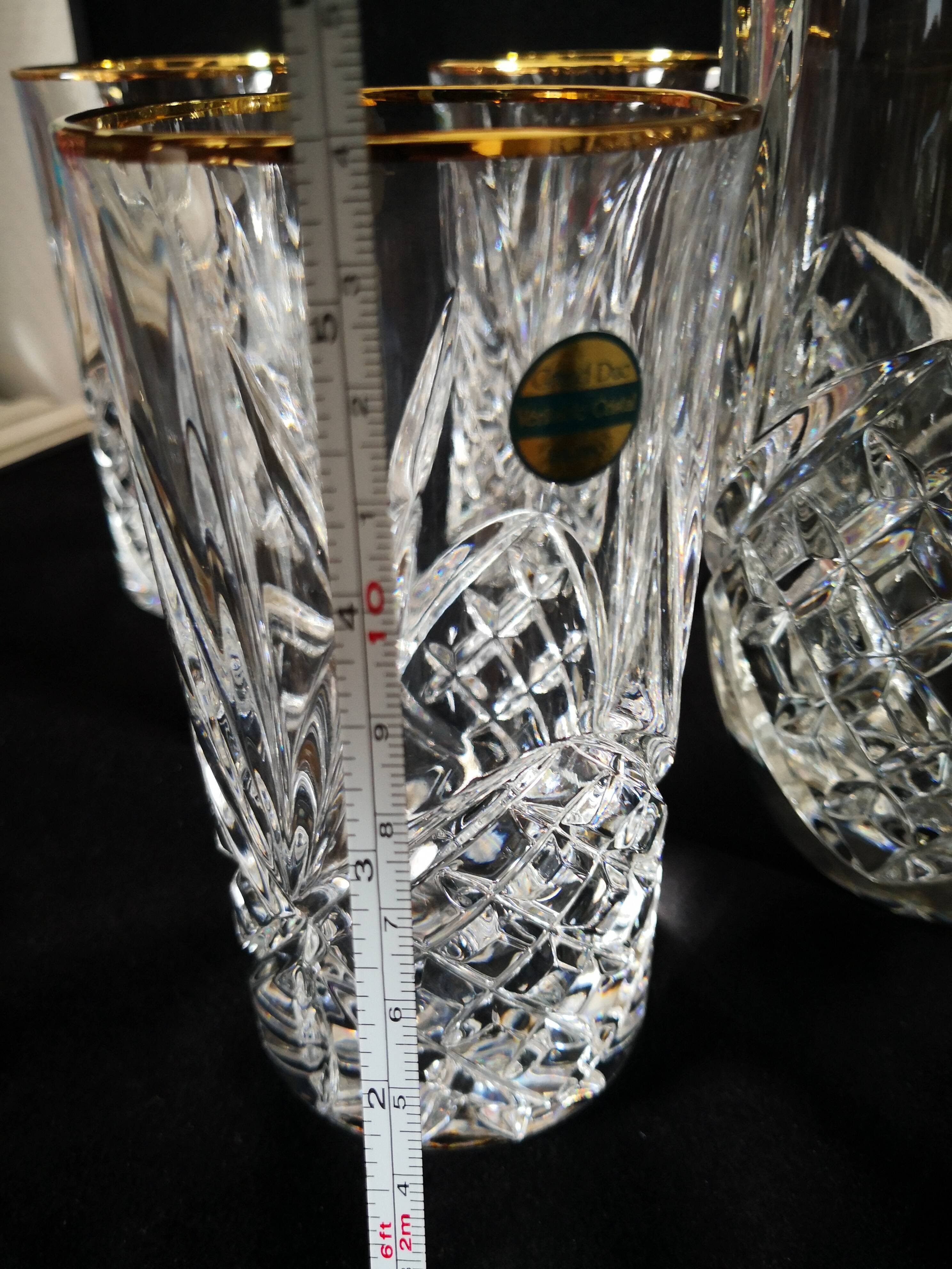 lemonade service, pitchers and glasses, in Lorraine crystal, the Grand Dukes, gold border