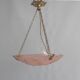 French Art Deco Glass Pendant Light with Chain Suspension, Degue, 1920s - 1930s