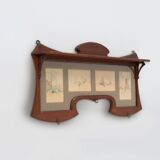 Art Nouveau Wall-Mounted Coat Rack with Framed Watercolors by Cassier, Belg