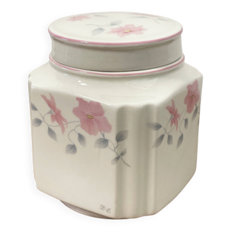 Sadler England Square Ginger Jar or Coffee Jar with Pink Flower Motif, Made for Douwe Egberts