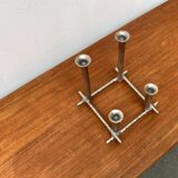 Brutalist sculptural cast aluminium candlestick Danish