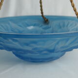 Suspension basin art deco in blue glass