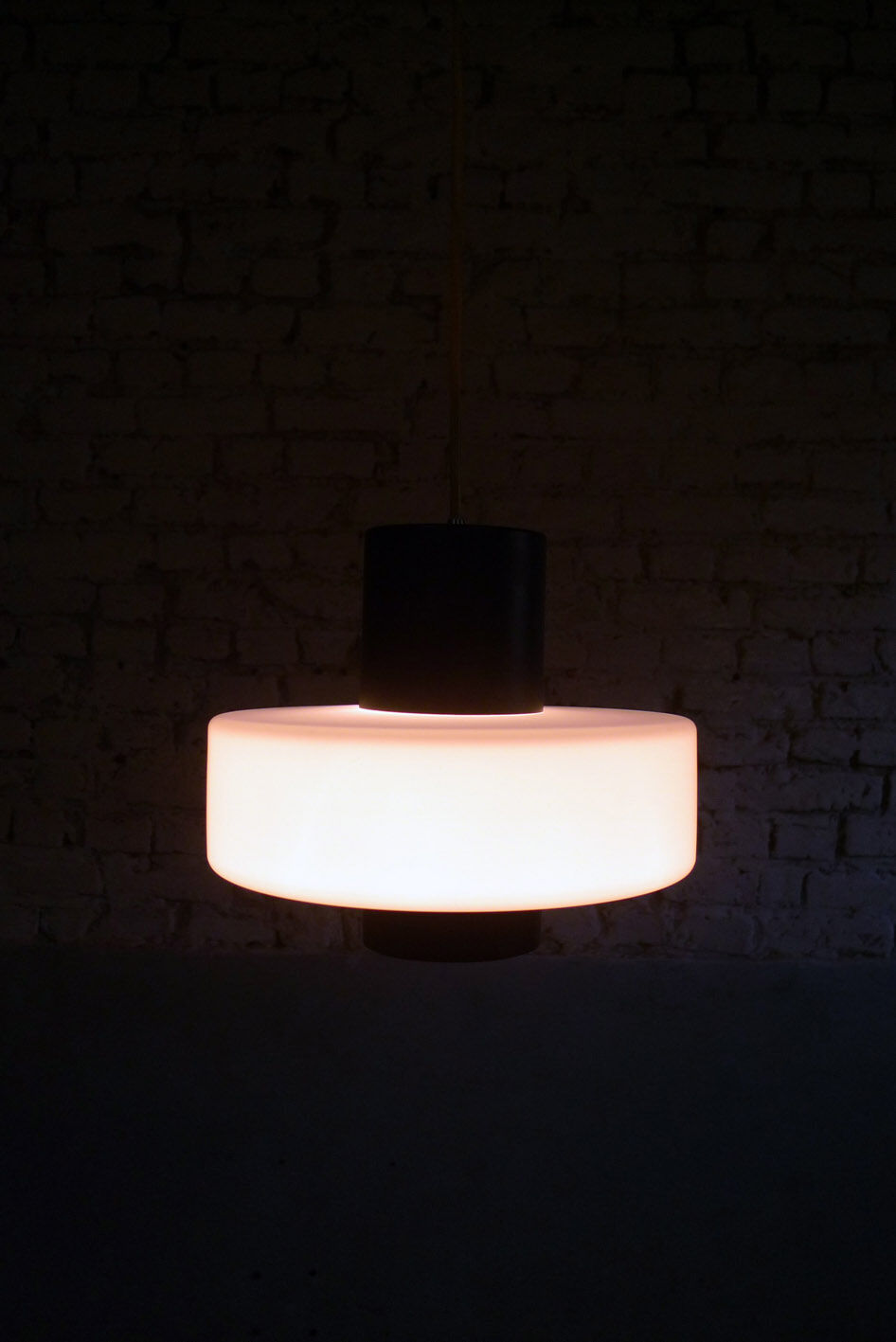 Metal and opaline pendant light, 1950