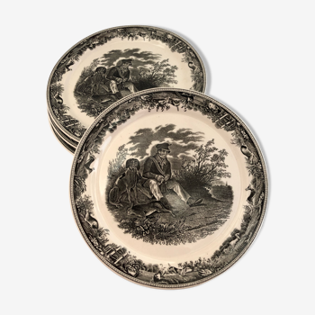 Set of 4 dessert plates from Villeroy - Boch Collection Artemis, theme "The Hunter at Rest"