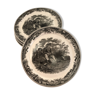 Set of 4 dessert plates from Villeroy - Boch Collection Artemis, theme "The Hunter at Rest"