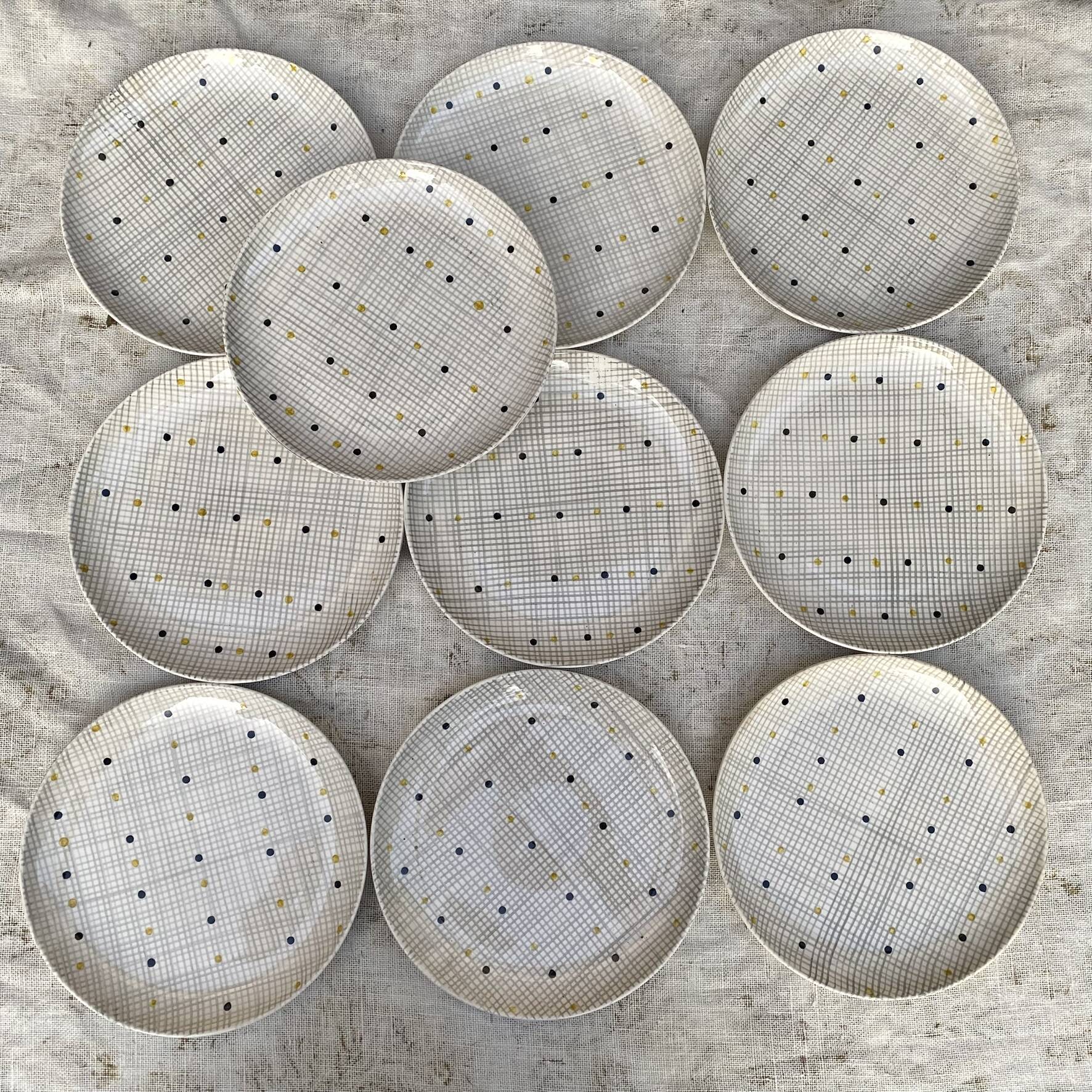 Villeroy & Boch Susanne flat plates, hand-painted decoration, 1960s.