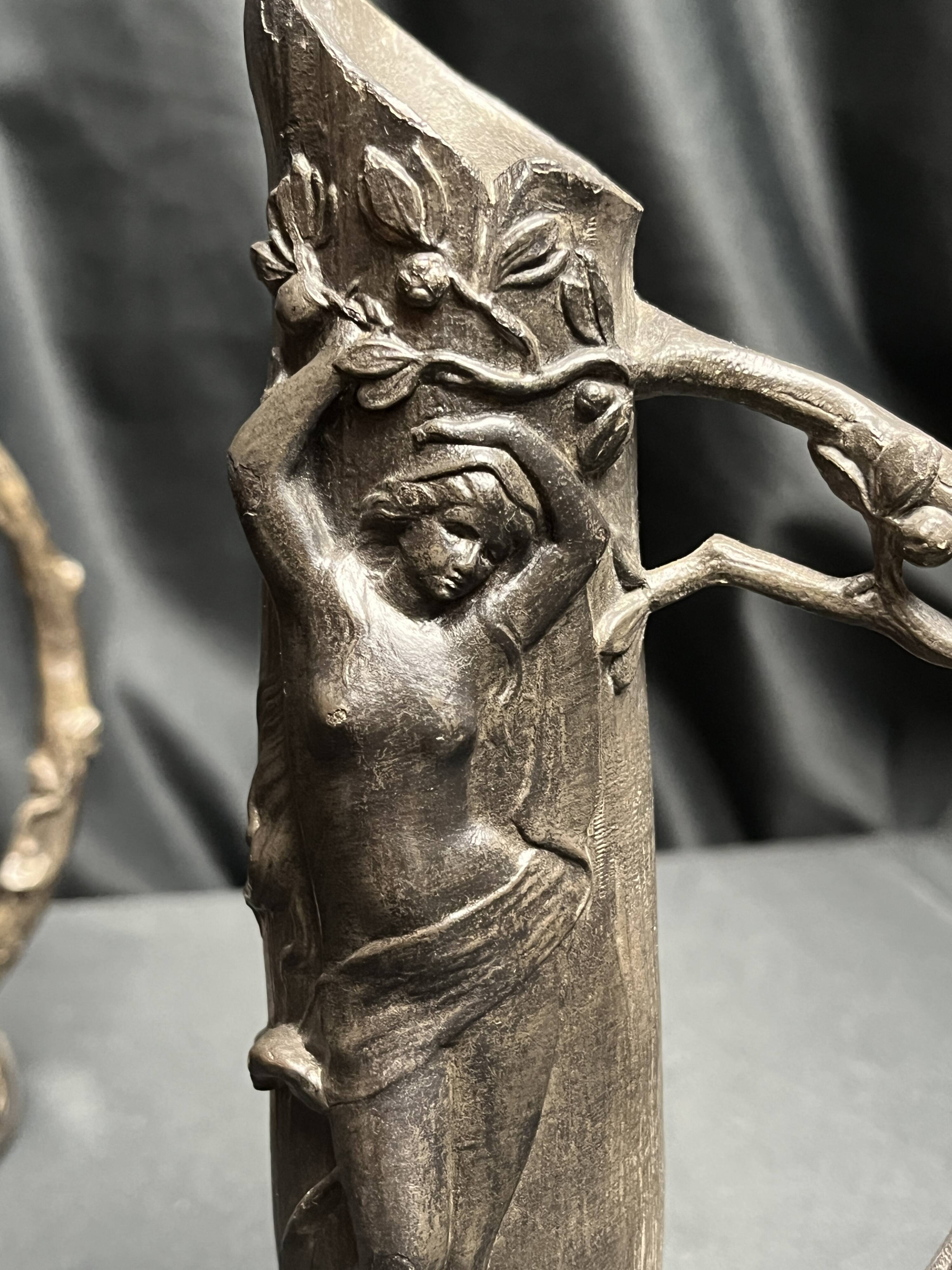 Art Nouveau pair of pewter vases signed W. Hering circa 1900