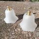 Lot de 2 baladeuses suspensions vintage en verre blanc