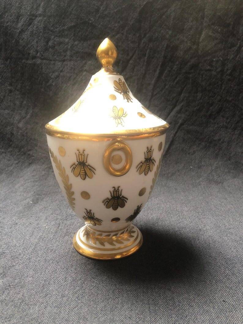 Vintage Limoges Porcelain Chocolate Set: Empire Style, Hand-Painted Bees