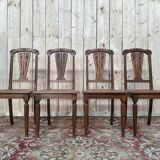 Suite de 4 chaises époque Art Déco en cannage