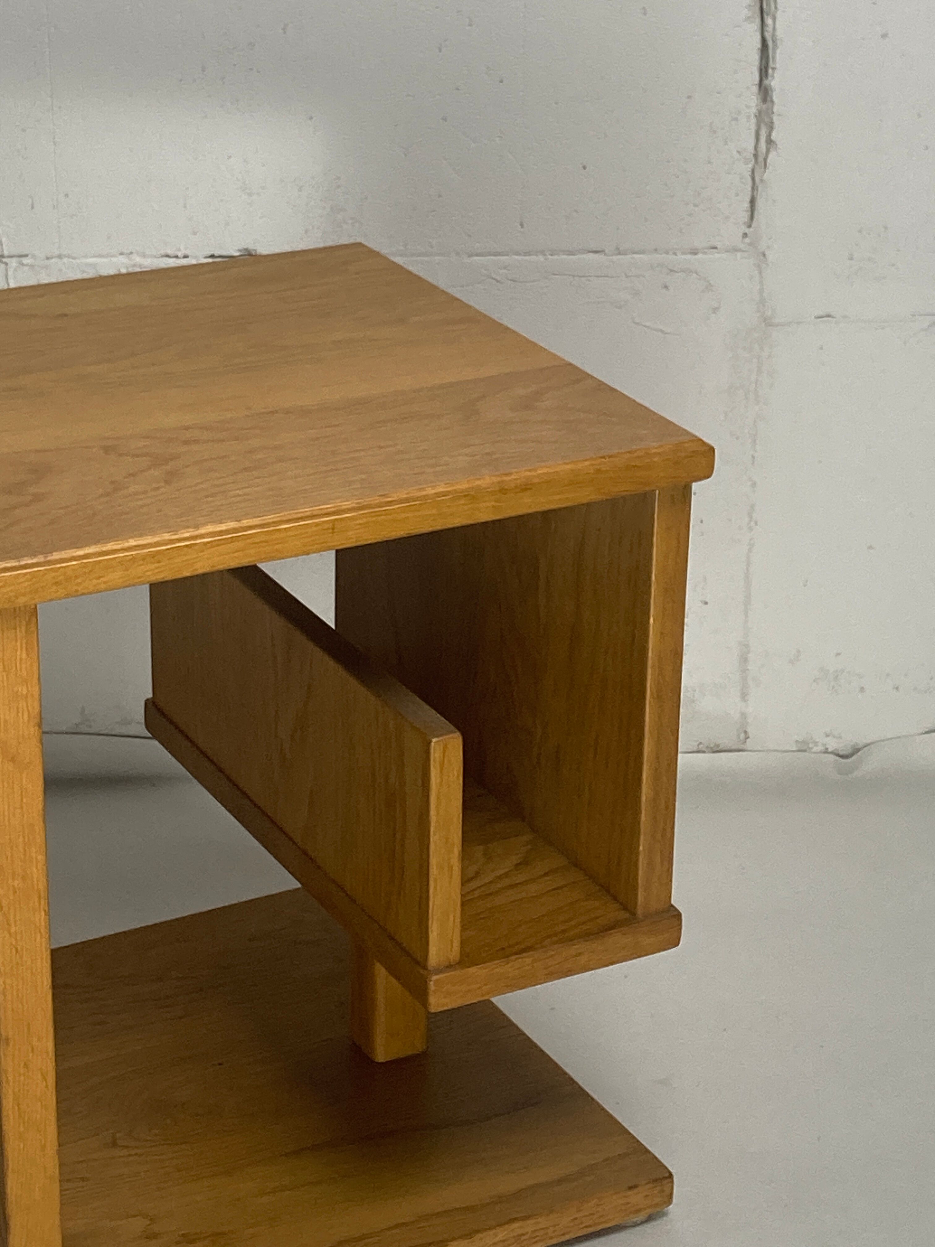 Dutch architectural blonde oak side table, 1980s