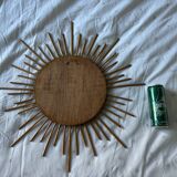 Vintage 1960s sun mirror made of rattan - 55 cm