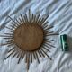 Miroir vintage 1960 soleil rotin osier - 55 cm