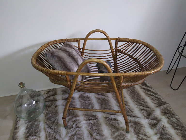 Vintage rattan cradle