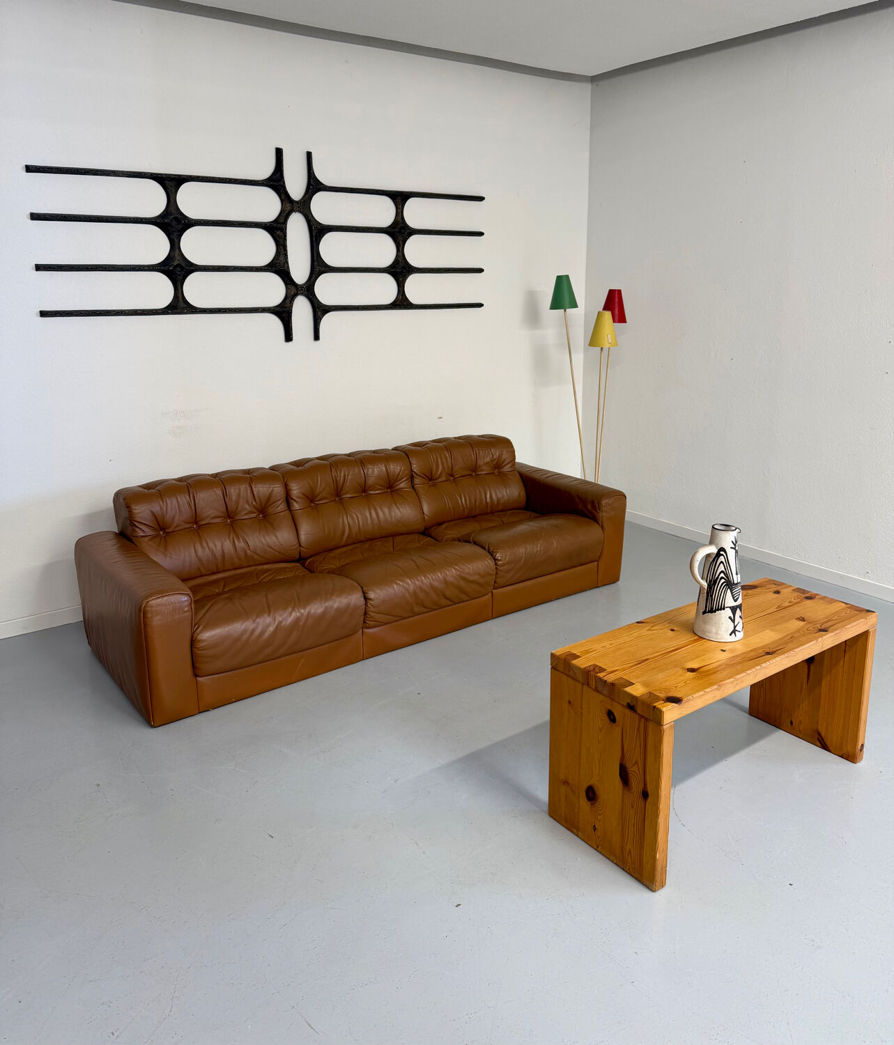 Vintage 1970s De Sede DS-40 camel leather 3-seater sofa.