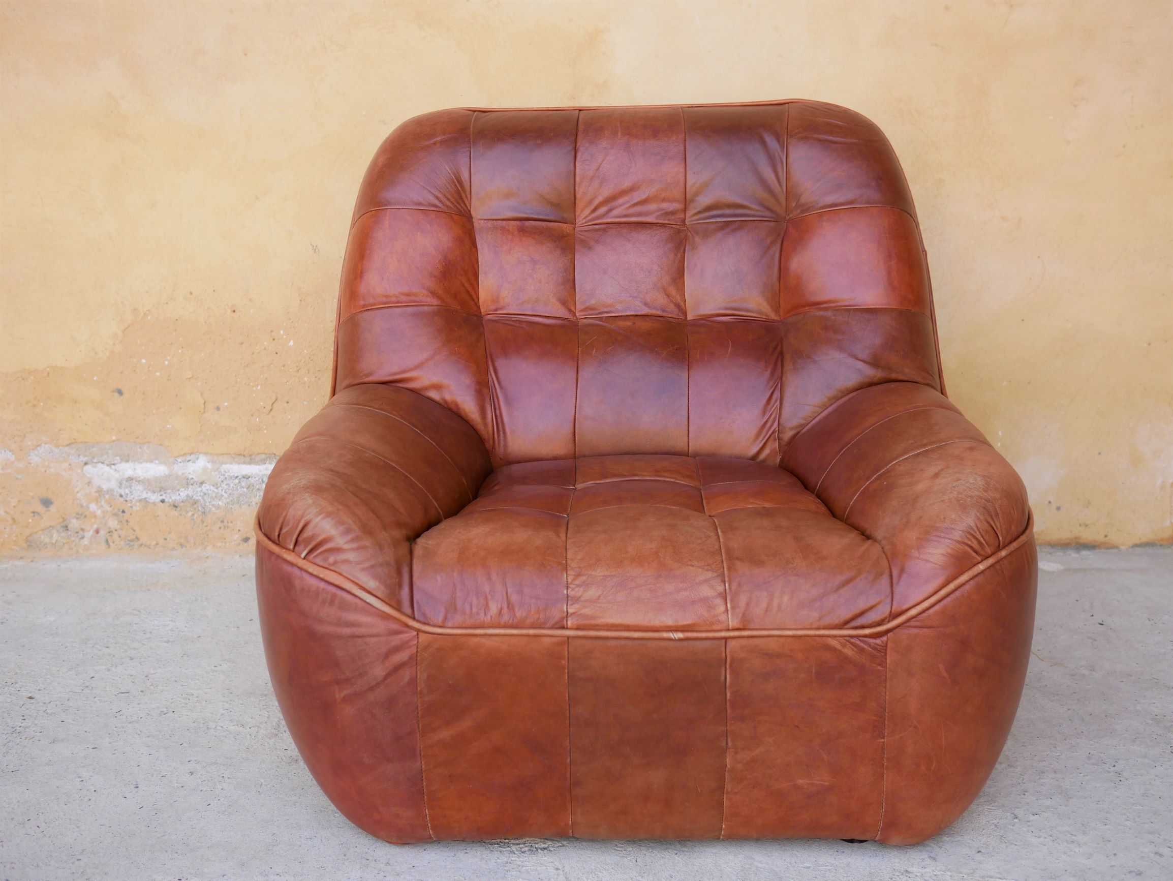 Brown vintage leather armchair