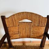 Wood and straw armchair