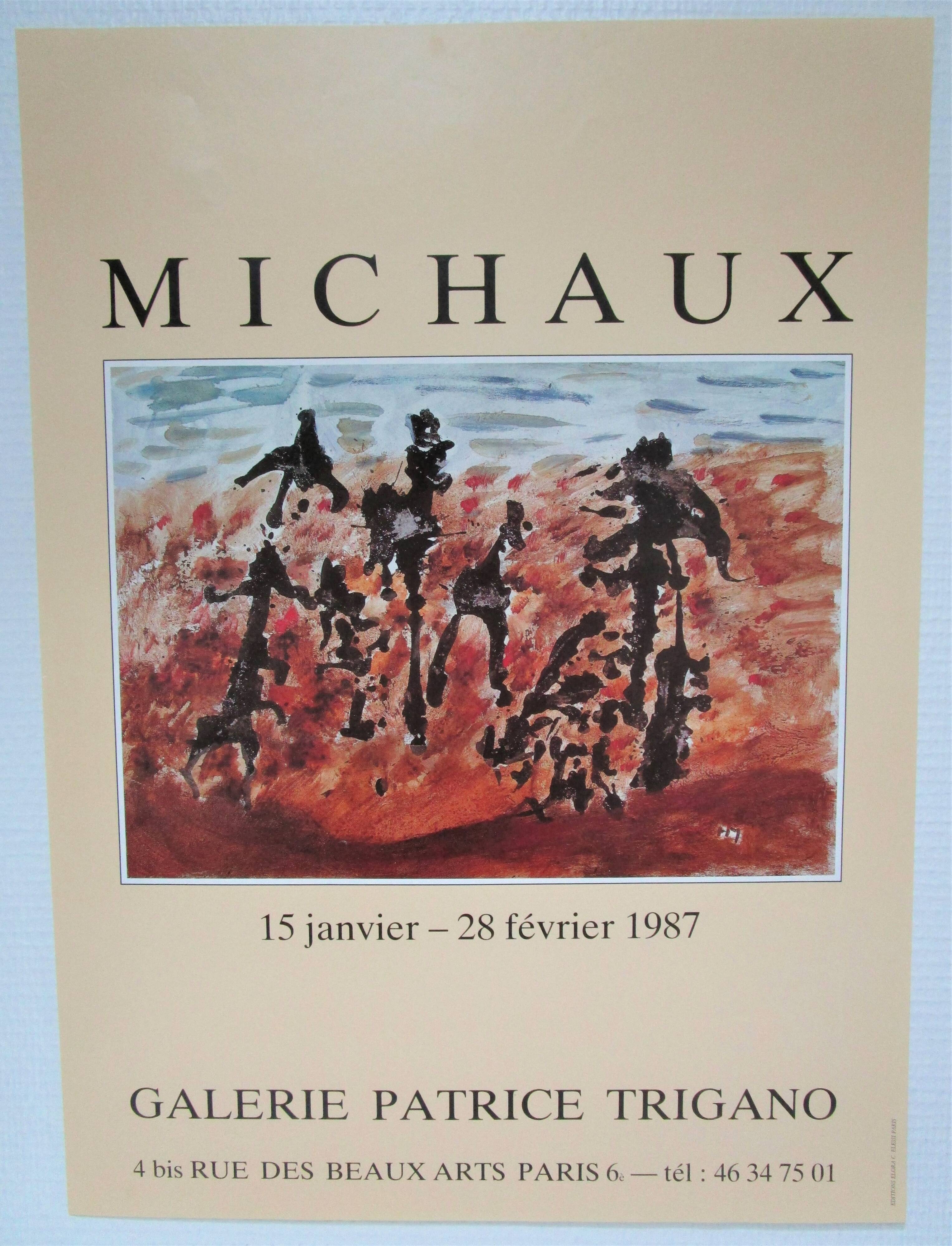 Affiche originale exposition Henri Michaux Paris 1987