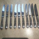 set of 10 silver metal knives