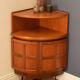 Restored teak retro 1960s nathan squares corner unit on hairpin legs