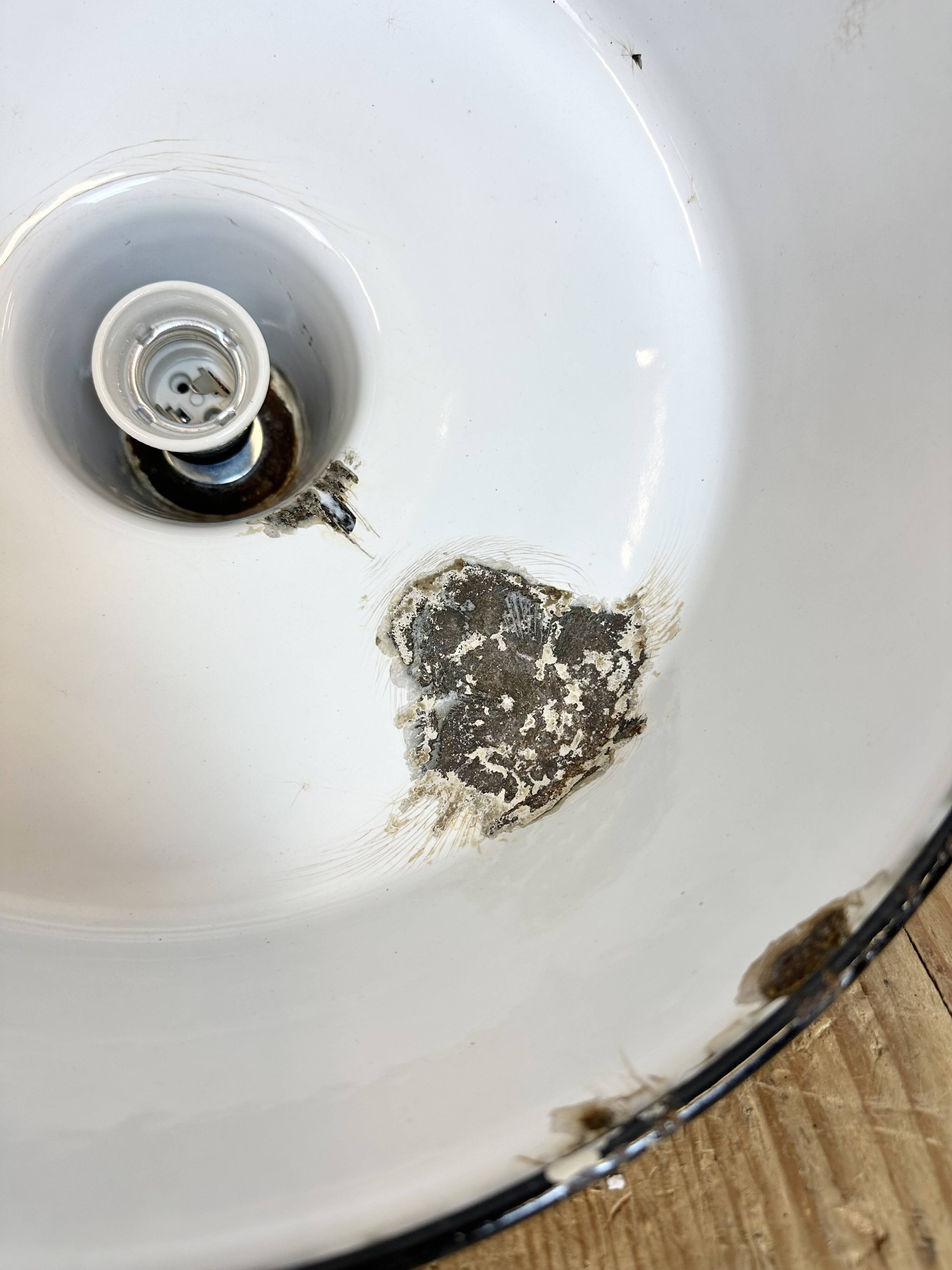 Black enamel industrial pendant lamp, 1950s