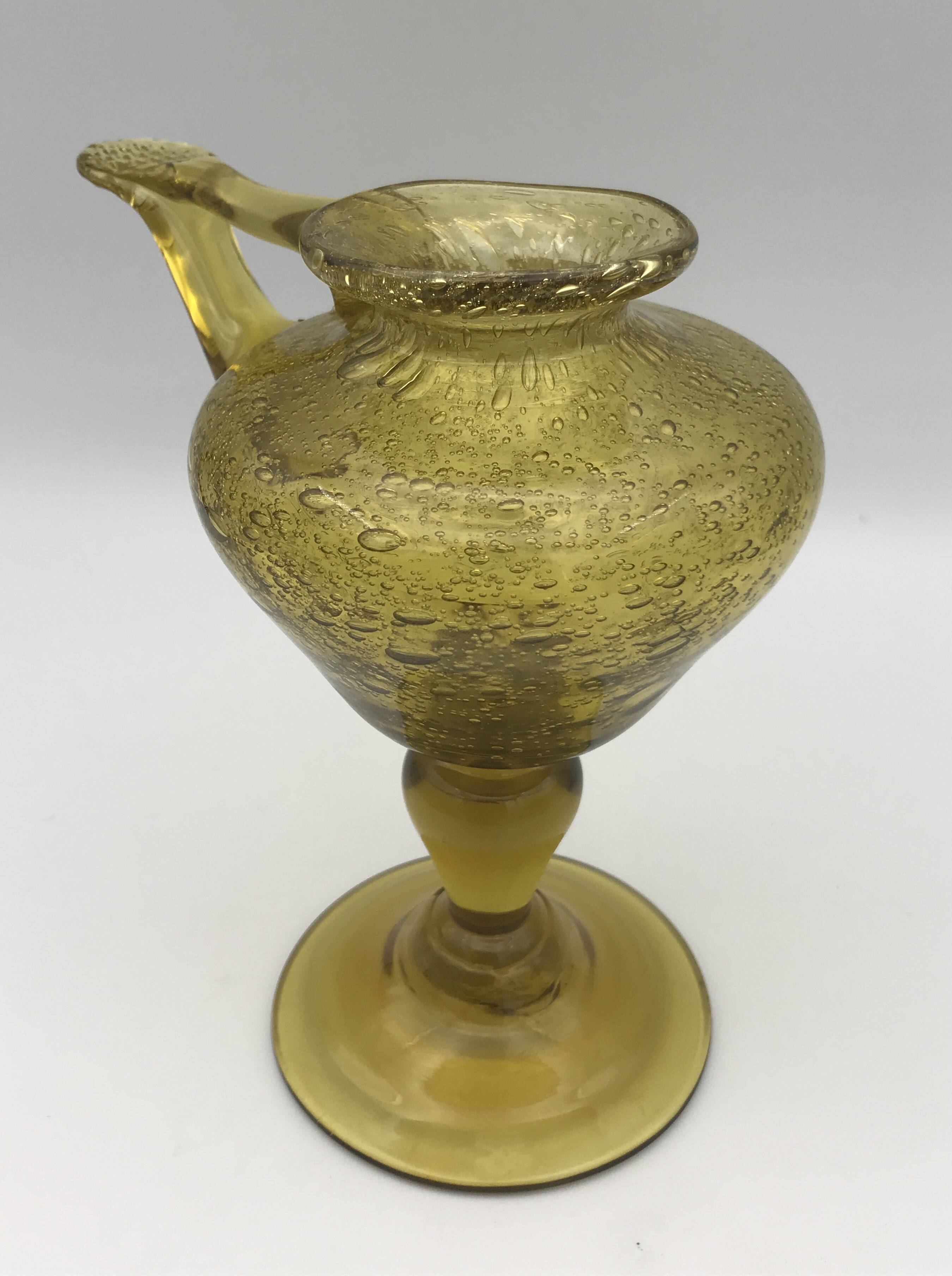 Yellow bubble hand blown glass oil lamp biot glassworks