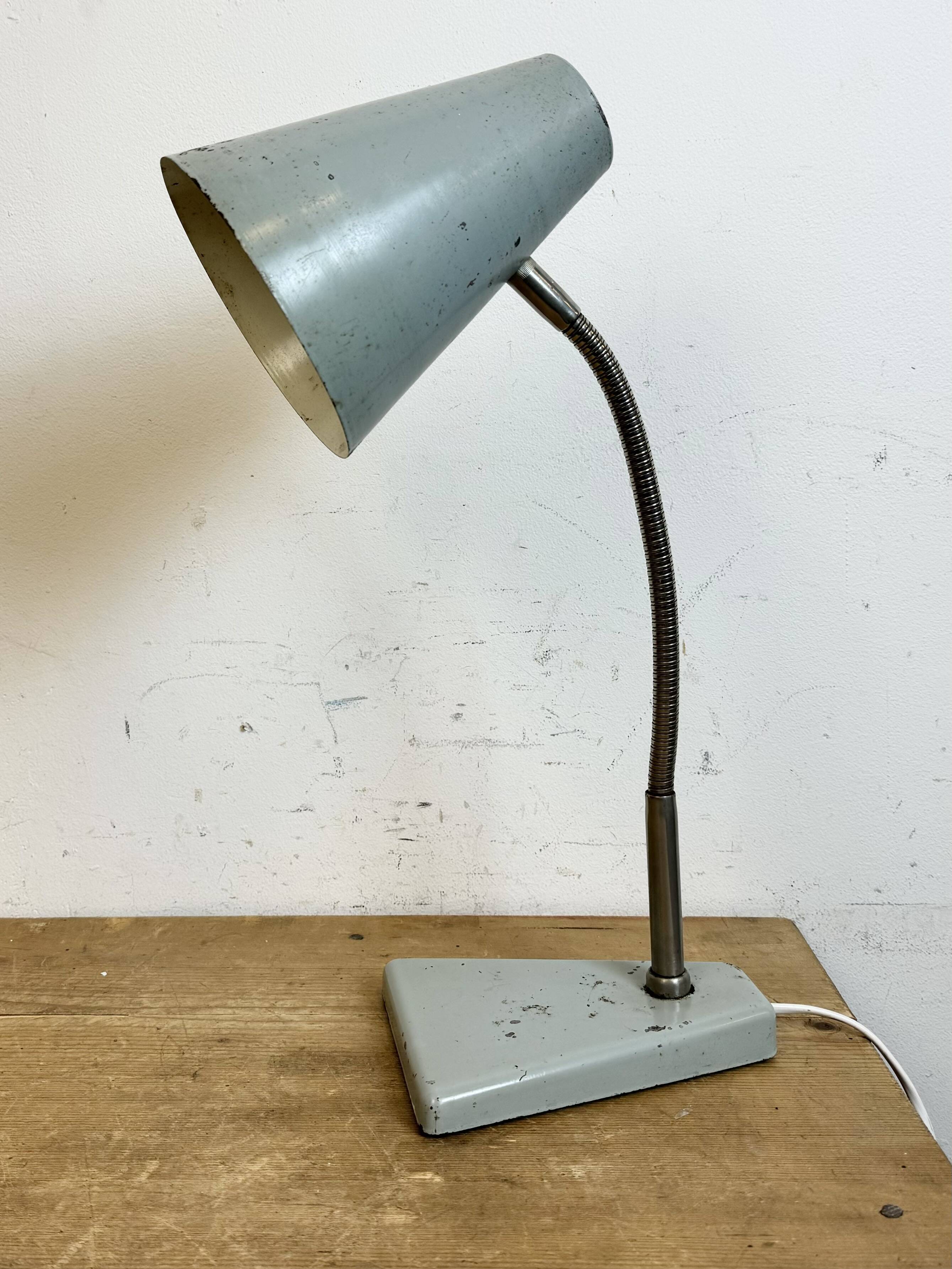 Grey Industrial Gooseneck Table Lamp from Zaos, 1960s