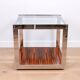 A vintage mid-century glass and rosewood side table by Merrow Associates