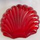 Stainless steel scallop butter dish, red glass shell