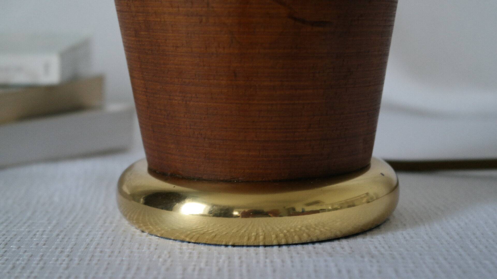 Vintage lamp base Maison le Dauphin in mahogany and brass.