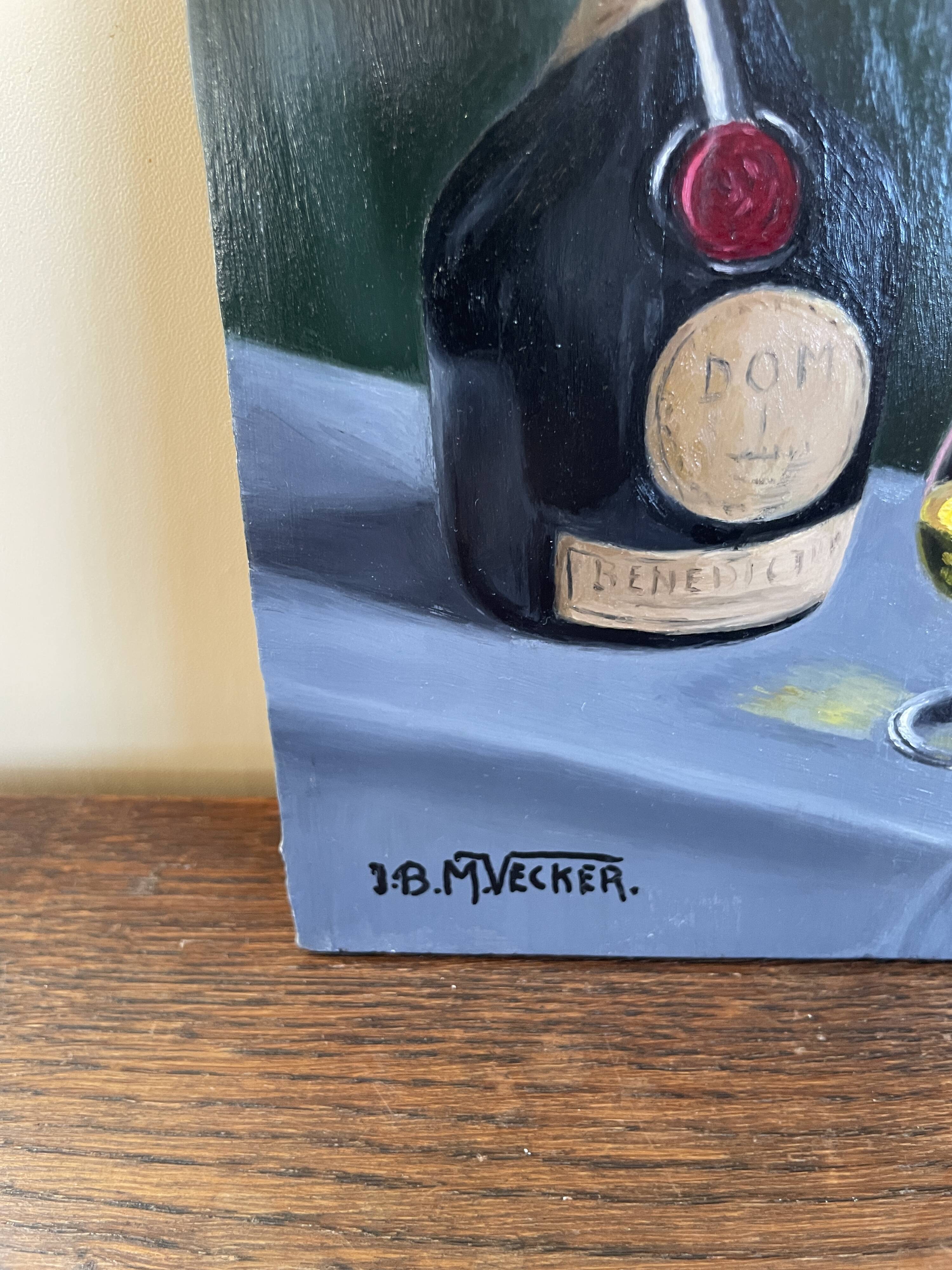 Old oil painting on panel jb maurice vecker 1896-1998 still life