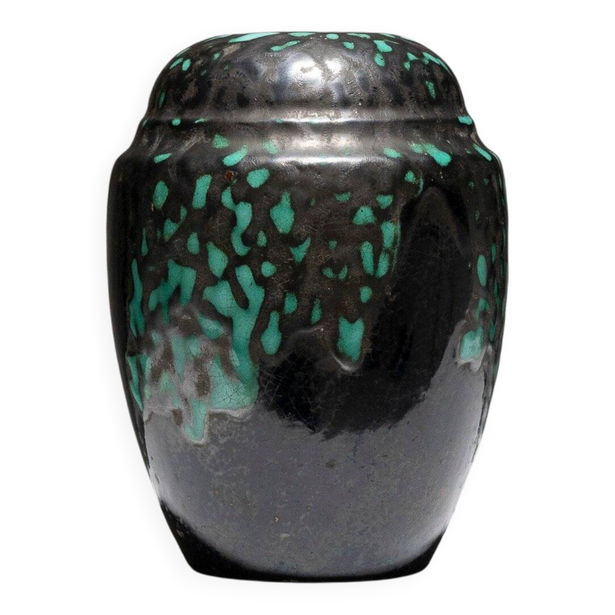 Vase art déco en poterie émaillée, cab primavera, 1930s