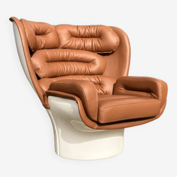 Joe Colombo Elda chair Longhi, Cognac leather in new condition!
