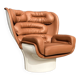 Chaise Joe Colombo Elda Longhi, cuir Cognac à l'état neuf !