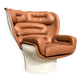 Chaise Joe Colombo Elda Longhi, cuir Cognac à l'état neuf !