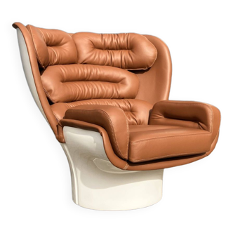 Joe Colombo Elda chair Longhi, Cognac leather in new condition!