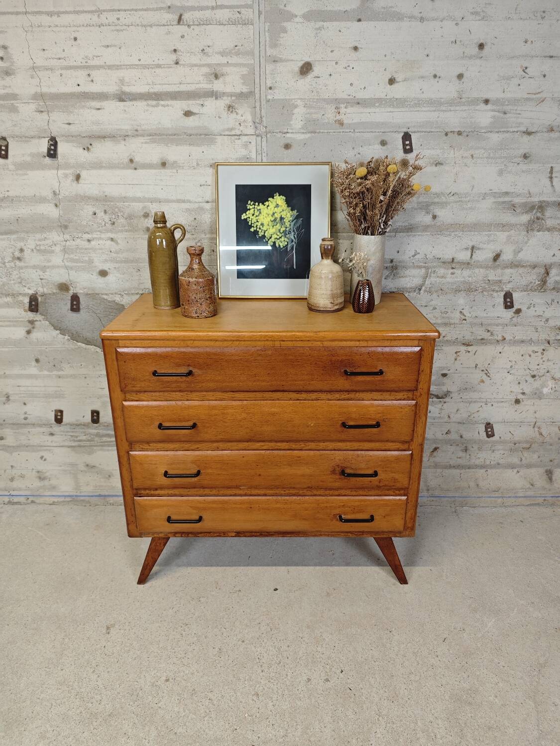 Vintage chest of drawers with tapered legs