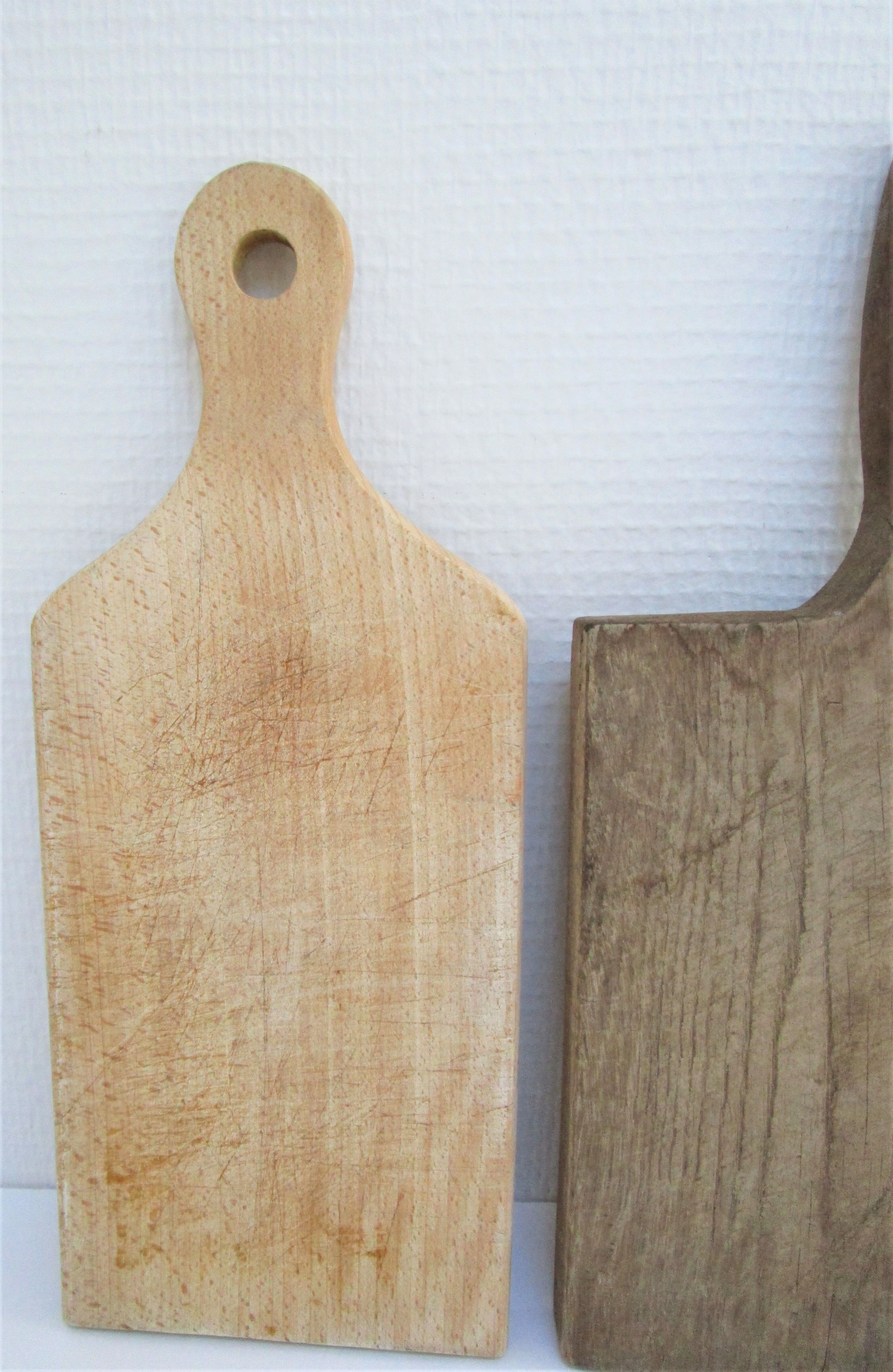 Two vintage solid wood cutting boards