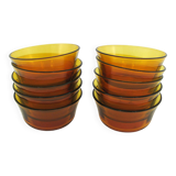 10 amber yellow tempered glass cups - Duralex France - vintage 70s